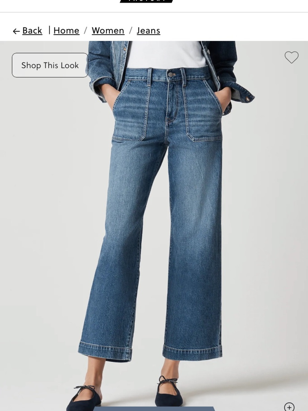 J. Crew Cropped Wide-Leg Jeans in Medium Blue Wash